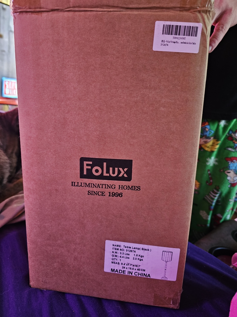 FoLux Table Lamp (Black), W/ White Shade #number 31267A NIB Retail $90